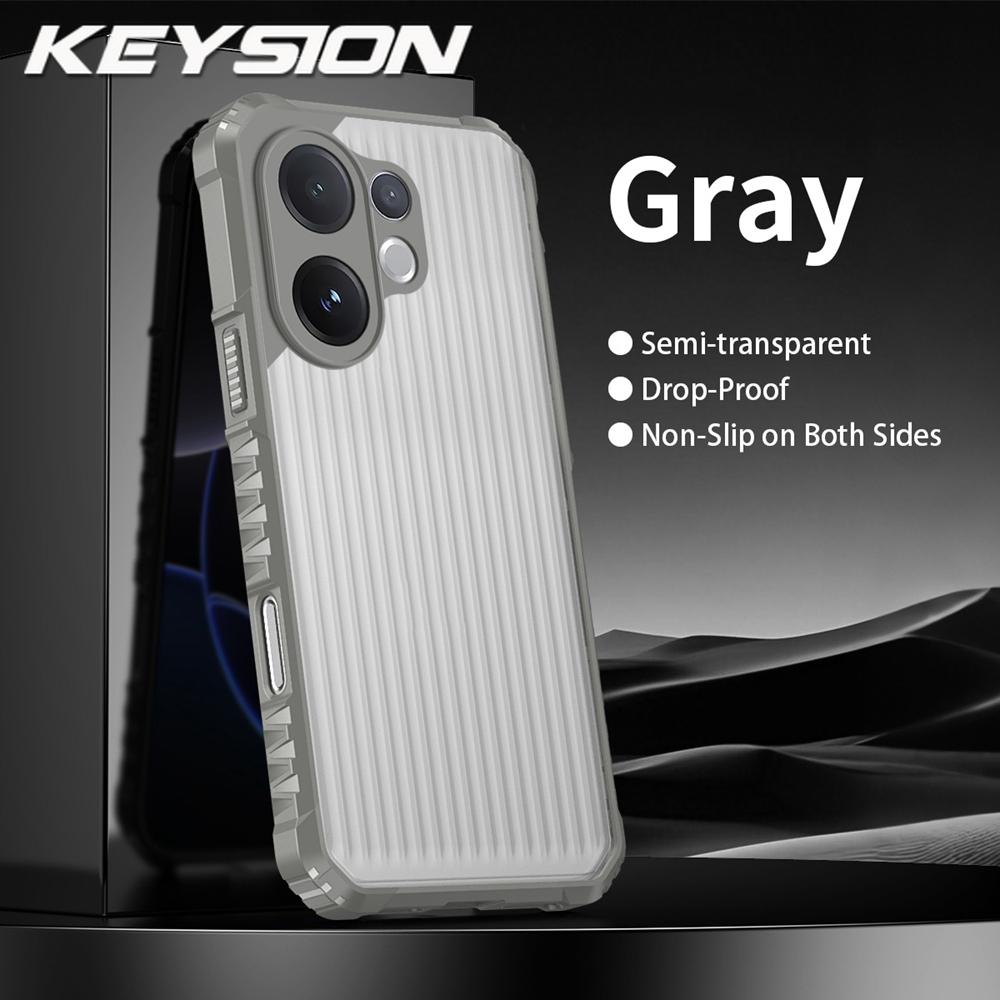 KEYSION Heavy Duty Shockproof Phone Case for VIVO V60 Soft Silicone+PC Translucent Matte Back Cover for VIVO V60 5G