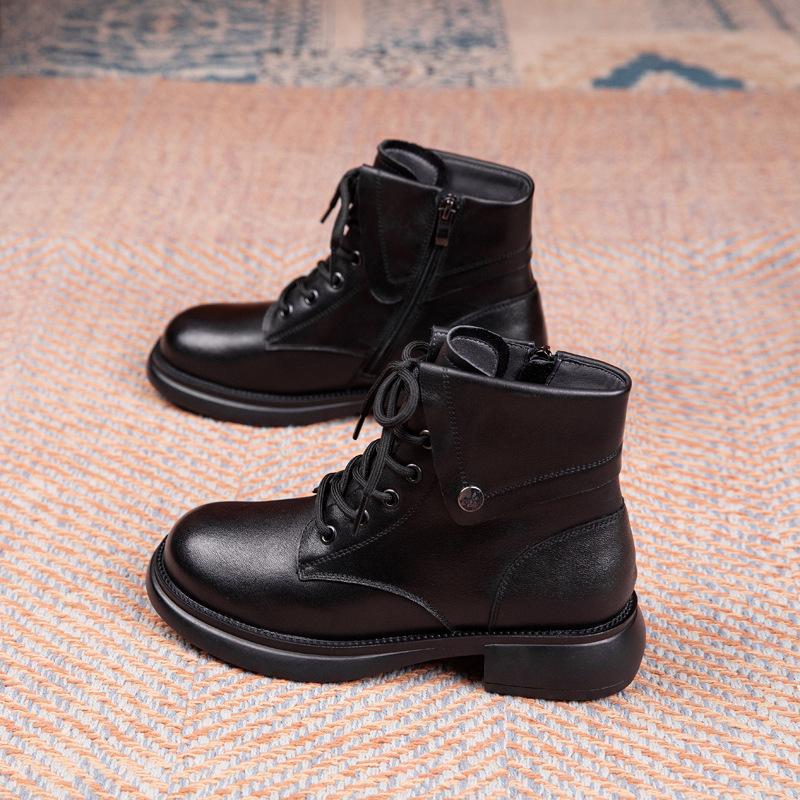 First Layer Cowhide Martin Boots Women's 2025 Autumn and Winter New Leather Casual Retro Cowhide Short Boots Women's Shoes