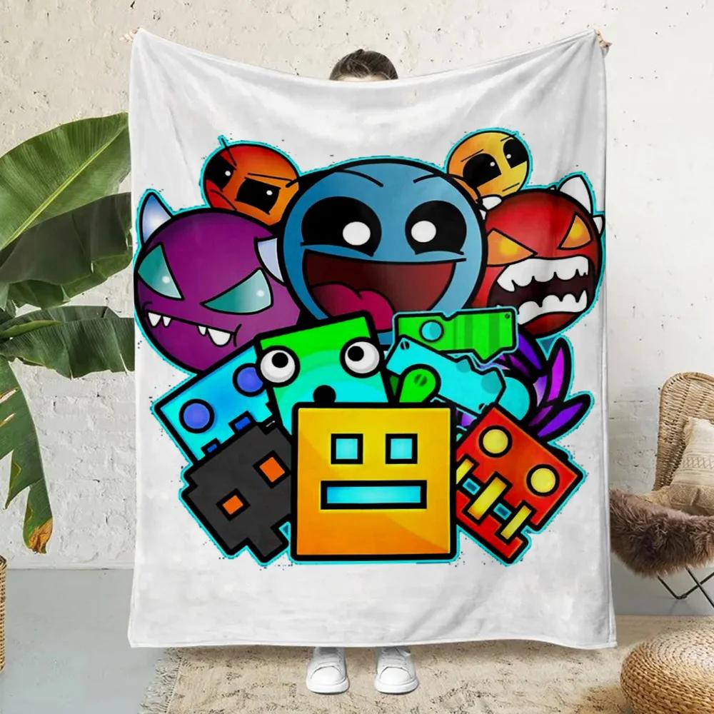 

Geometry Dash Video Game Printed Blanket Picnic Blankets Warm Blanket Soft and Comfortable Blanket Home Travel Birthday Gift 75x90cm