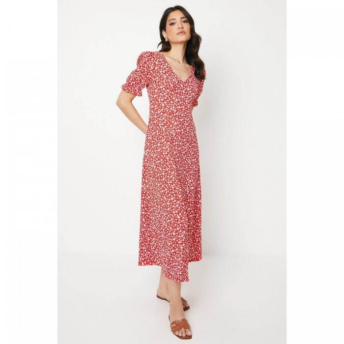 Dorothy Perkins Womens/Ladies Ditsy Print V Neck Short-Sleeved Midi Dress