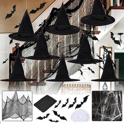 44pcs Party Decoration Scene Props Witch Hat Bat Themed Mix Decoration For Theme Party Decoration
