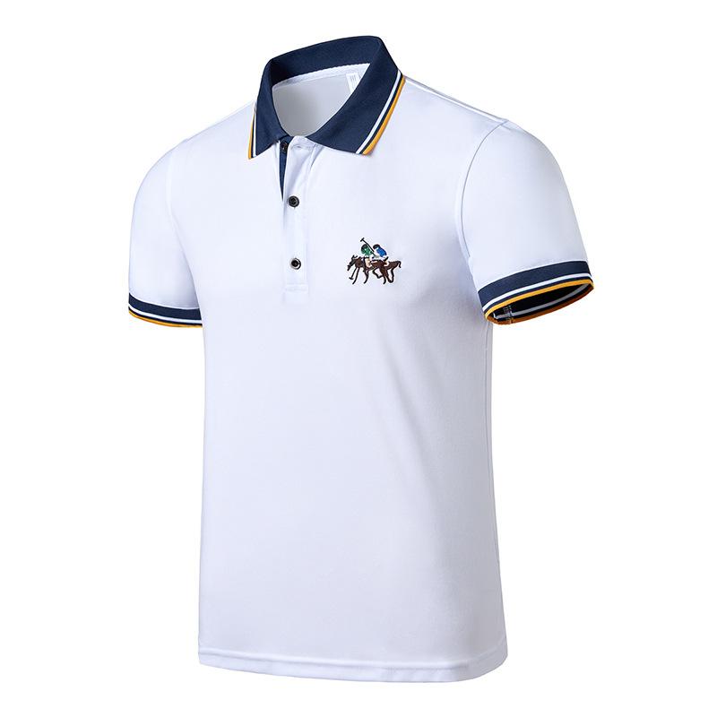 Men's Short-sleeved T-shirt Lapel Embroidery Plus Fat Business POLO Shirt Loose Casual Top