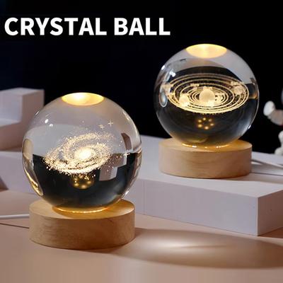 Unique 3D Crystal Ball Night Light Light Milky Way Galaxy Solar System Crystal Ball Children Night Lamp Bedroom Ambient Light Cr