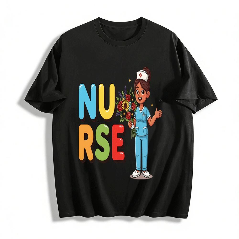 

Thank You Nurse Themed Print Top Healthcare Worker Appreciation Tee Pure cotton T-shirt XXS