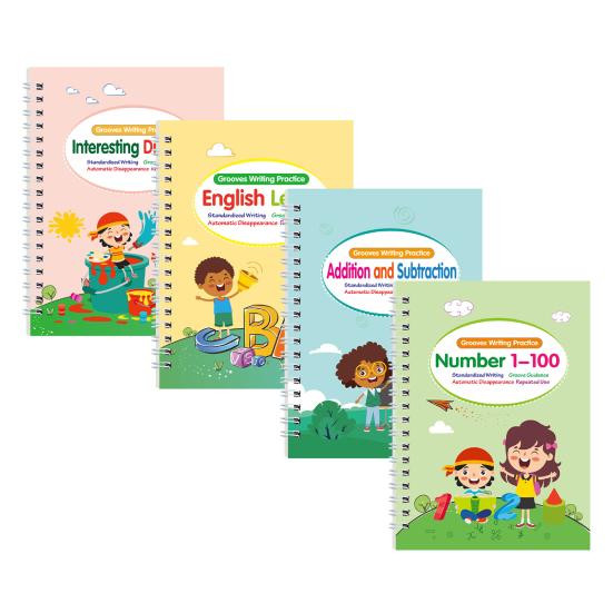 Writing Practice Book for Kids Reusable Preschool Workbooks English Grooved Copybook Early Learning Handwriting Kit for Ages 3-8