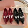 The Same Temperament Dinner Party~ Pointed Double Bow Light Mouth Flat Mary Jane Single Shoes Women's Banquet Shoes
