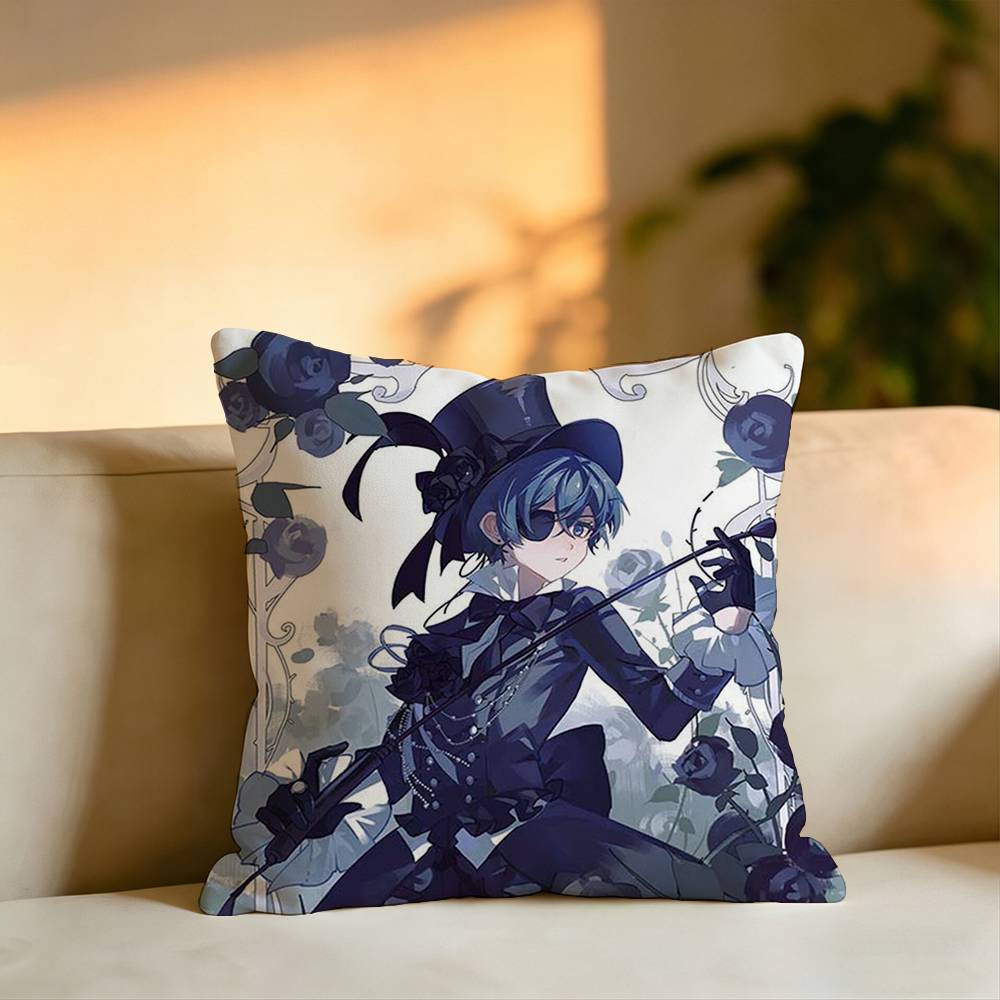 The Anime BBlack Butler Pillow Case Square DoubleSided Sofa Cushion Cover Bedroom Bedside Pillow