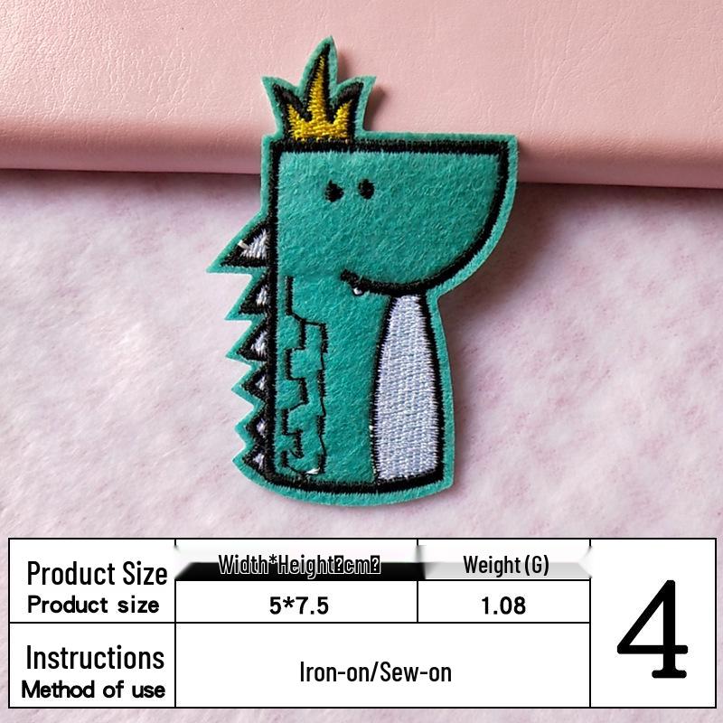 Cute Dinosaur Cartoon Embroidered Patch for Clothing & Jeans DIY Decoration