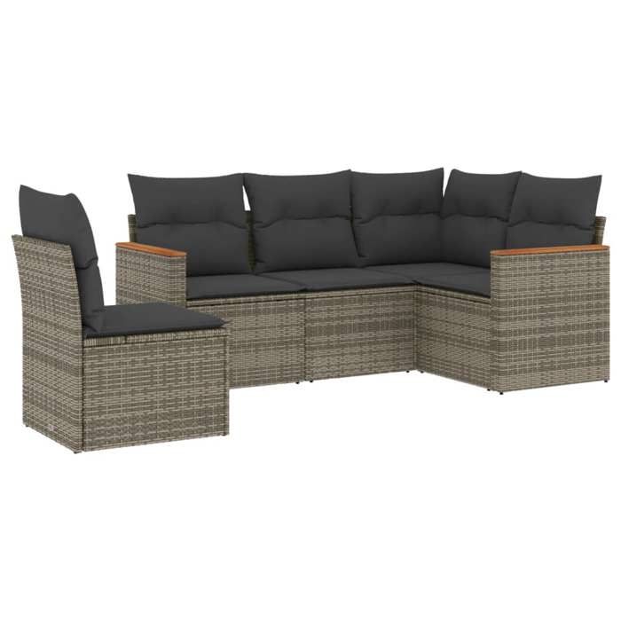 VidaXL Salon de Jardin avec Coussins 5 pcs, Canapés de Terrasse, Ensemble de Meubles de Patio, Mobilier d'Extérieur, Gris 3225976