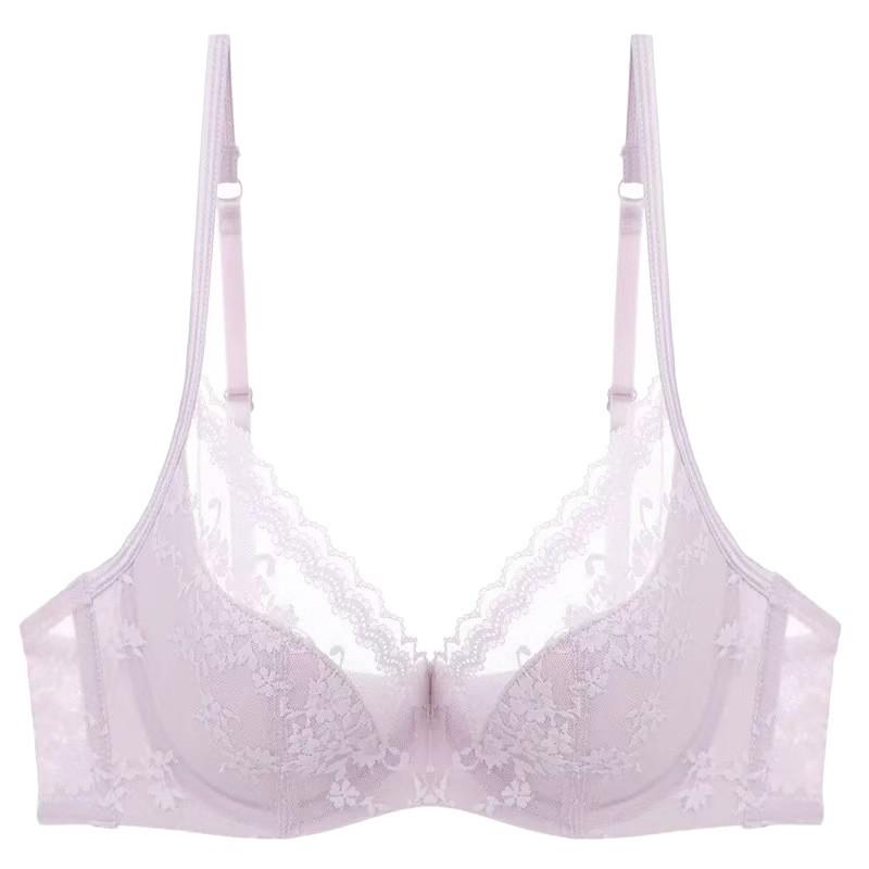 Big Breasts Show Small French Women's Pure Desire, Sexy Lace Edge Soft Steel Ring Gathers, Collects the New Breast Bra