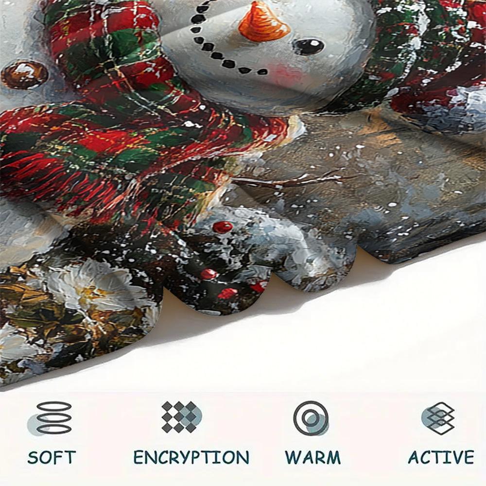 Snowman Print Flannel Blanket, High quality Comfortable for All Seasons, Home Decor, Warmth and Comfort, Perfect for Christmas Gifts