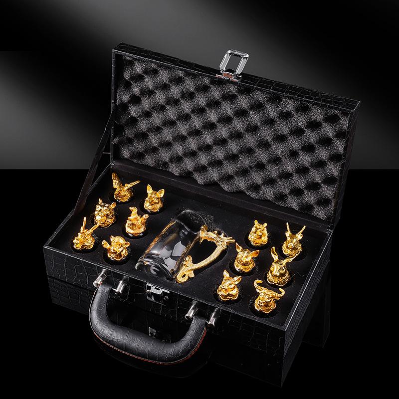 Zodiac Wine Set Baijiu Cup One Cup Strong Glass Wine Crystal Glass Small Wine Glass 1 Two Cups Can Be