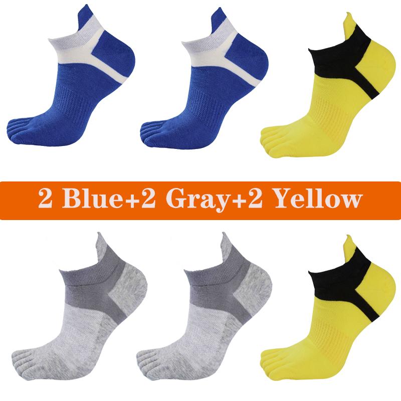 6 Pairs Toe Socks Men Cotton Striped Ankle Socks Sport Breathable Mesh Shaping Anti Friction No Show Short Sock With Five Finger