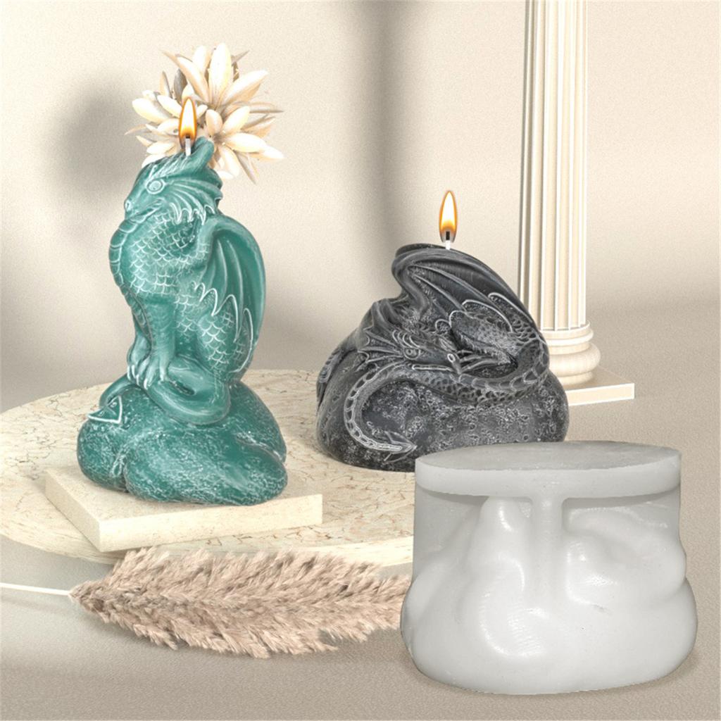 Durable 3D Dragon Candle Mold Reusable Animal Scented Candle Silicone Mold for DIY Aromatherapys Fragrant Candle Molds