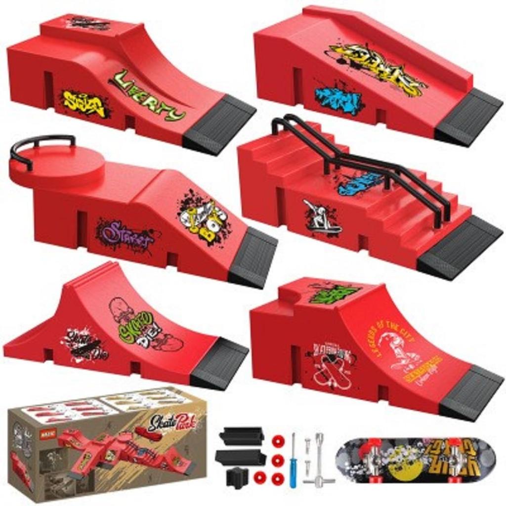 Finger Skateboard and Ramp 6 2 Finger Skate Show Off Your Finger Ideal for Skateboarding Image Training Accessories, Sections, Combos, Park,