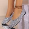 Women's Low-Cut Flat-Heeled Shoes 2025 Summer New Arrival Square-Toe Low-Cut Flat-Heel Sequined Women's Loafers