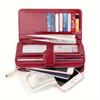 Stylish Red Synthetic Leather Long Wallet - Large Capacity, Multiple Cards, Zipper Closure, Polyester Lining - Perfect for Everyday Use