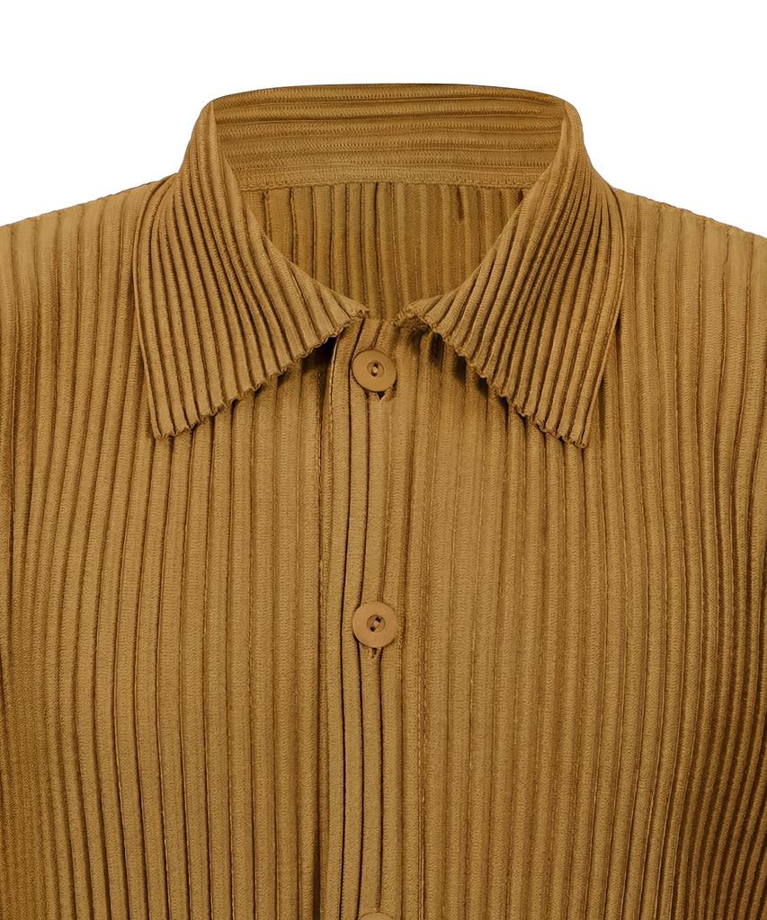 Akebteu Ps02X Pleated Button Long Sleeve Open Shirt Cardigan [Camel]