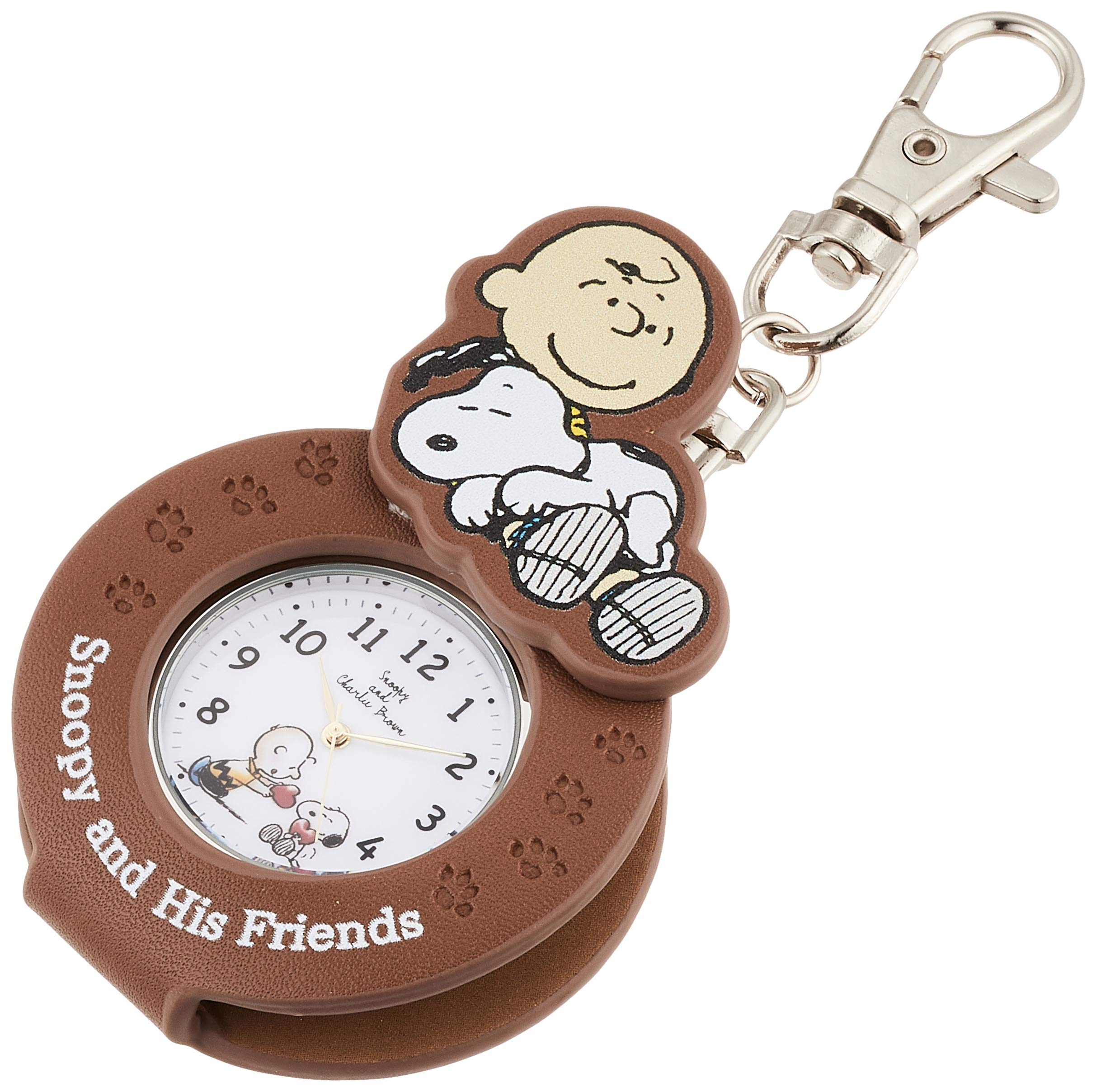 

[Fieldwork] Карманные часы Analog Snoopy Bag Charm Watch Die Cut Keychain White Dial PNT014-2 Женские коричневые