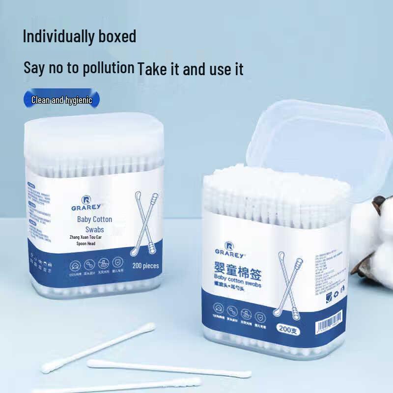 

GRAREY Baby Ultra-Fine Cotton Swabs with Spoon & Spiral Tips (3 x 200 Pcs)