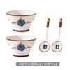 Hand painted rui blue hat bowl household ceramic tall rice bowl noodle bowl fruit bowl salad bowl