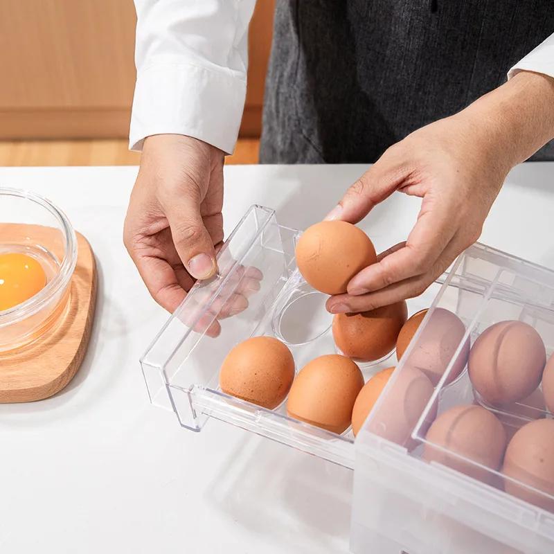 Egg Storage Box 24 Grids Egg Tray Containers Large Capacity Double Tier Egg Tray Drawer Egg Carton Kitchen Storage Container
