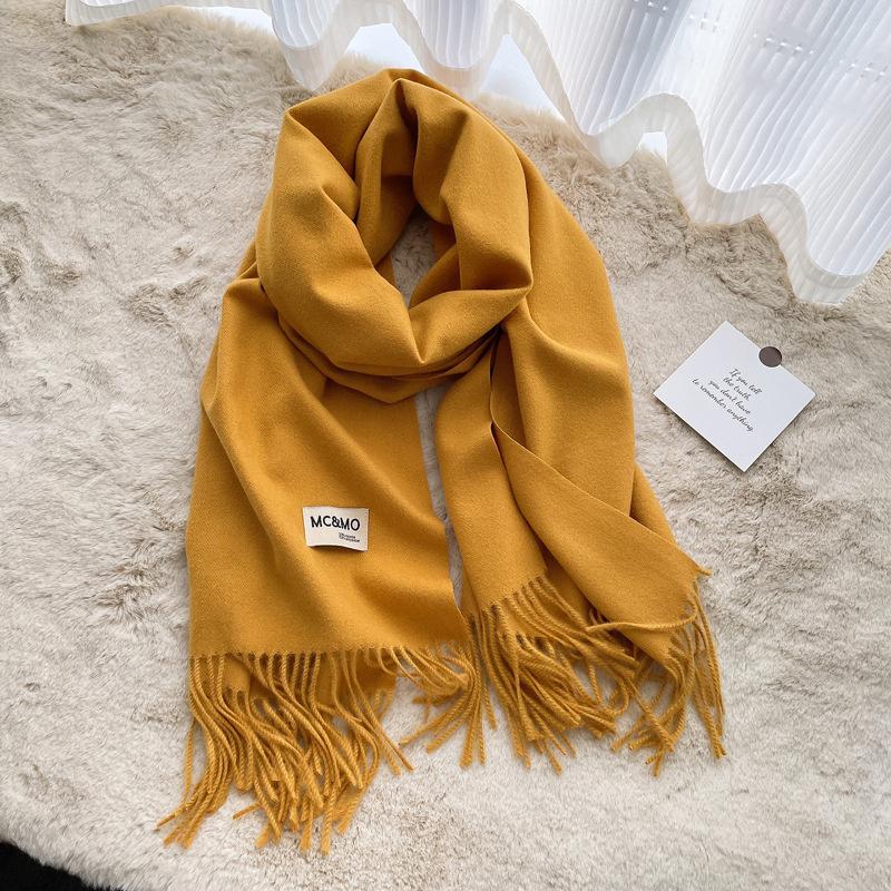 Winter Cashmere Solid Color Pashmina Tassel Scarf for Women Warm Scarves Wraps Girls Thicken Warm Shawl Wrap Echarpe Stole