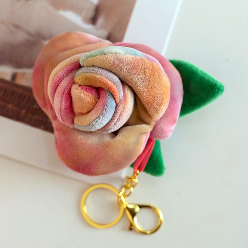 Plush Rose Flower Keychain Pendant Ornament for Bags