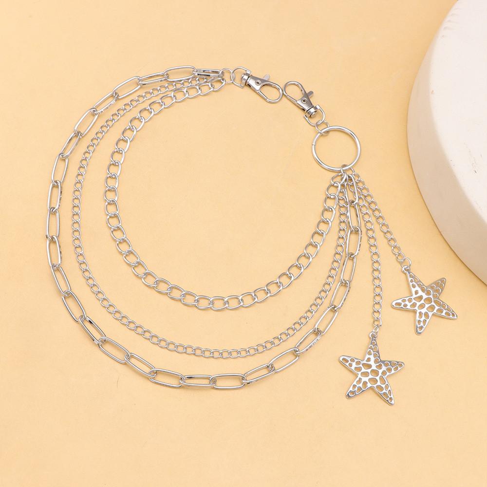 Punk Skateboard Metal Waist Chain With Hollow Star Pendant For Men And Women