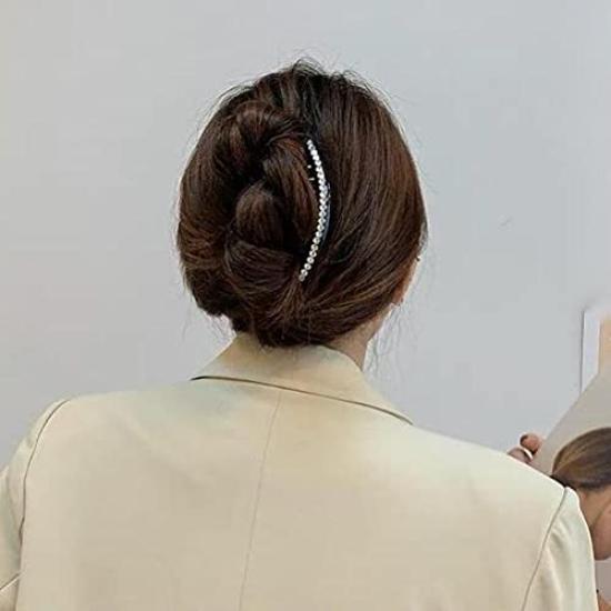 DE Abend Einfaches Haar Empfohlen für Perle und Diamant Schlichtes Design Abend Hochsteckfrisur Kamm EZ_Pfirsich [Büro Hochsteckfrisur] Styling, Anfänger, (2er-Pack) (ZU)