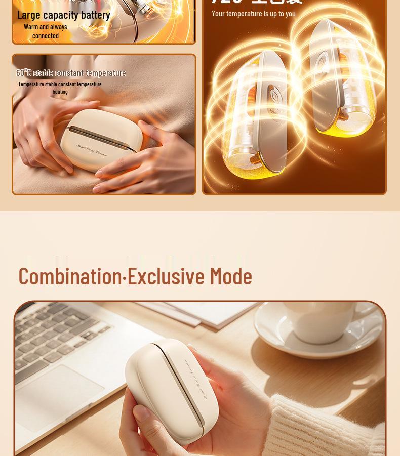 2025 Dual Magnetic 2-in-1 Rechargeable Hand Warmer: Mini, Separable, Self-Heating Gift for Girls