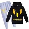 Kids' Messi Football Hoodie & Pants Set - 2-Piece Casual Sportswear for Boys & Girls, Spring & Autumn