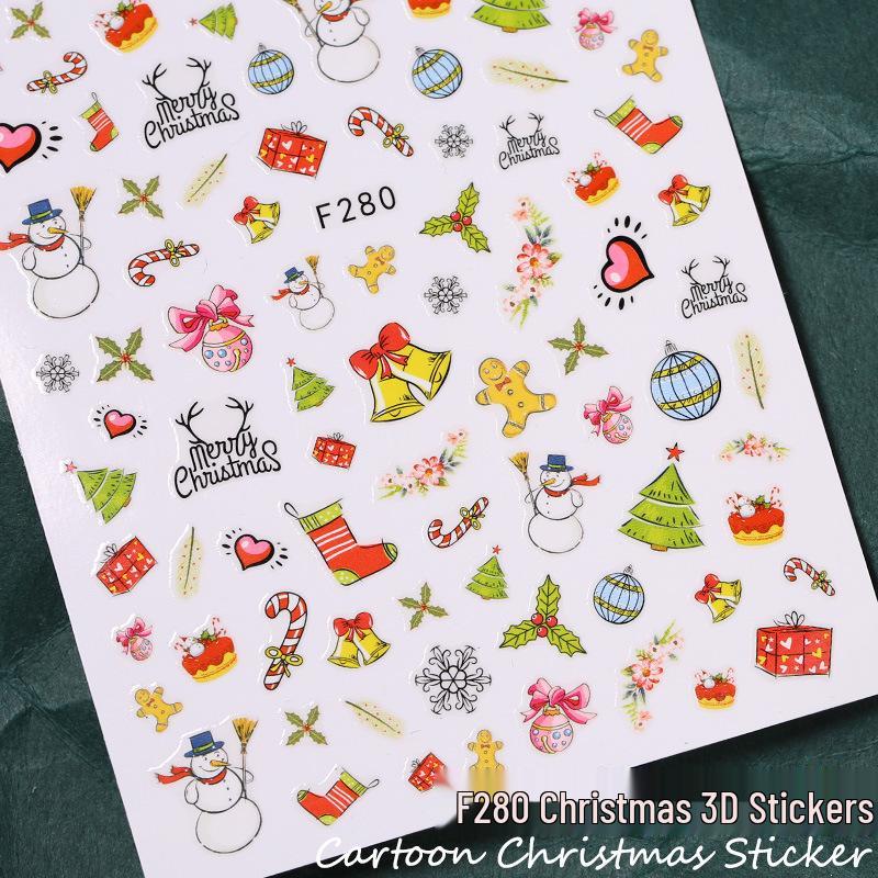 Cute Christmas Nail Stickers: Snowman, Santa, Snowflake & Reindeer Designs
