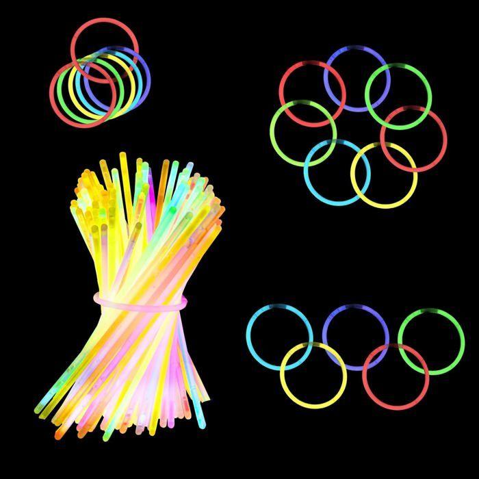Pack bâtons lumineux - TOTORITY - 120 pièces 20 cm - Multicolore - 6 couleurs - 120 connecteurs