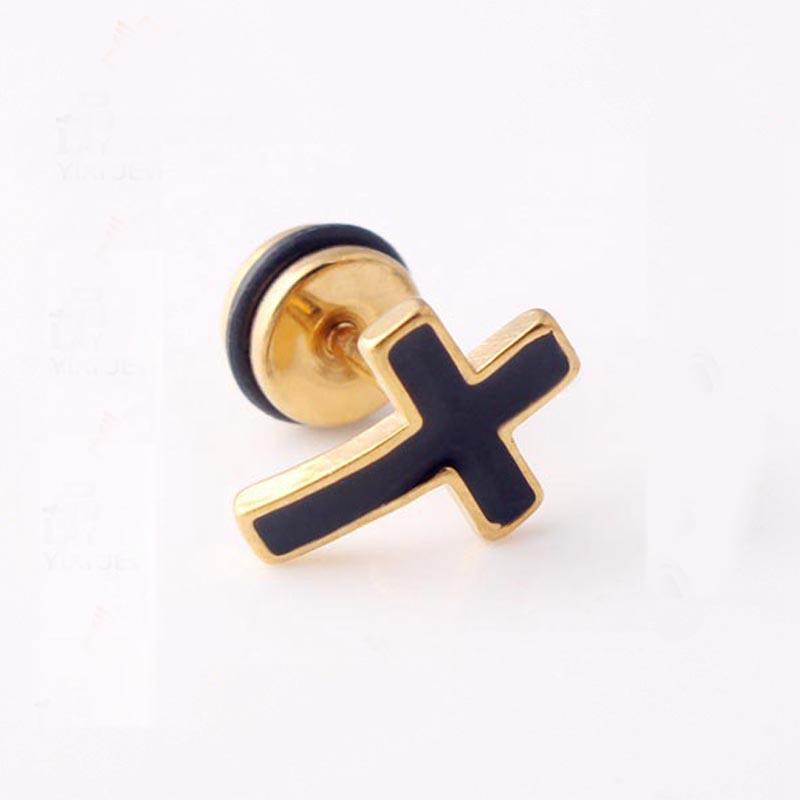 High Grade Stainless Steel Stud Earrings Anime Cross For Women Girls Fashion Geometric Ear Jewelry Birthday Gifts 2pieces