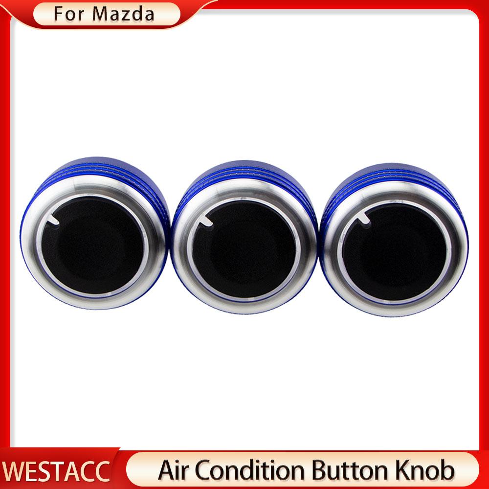 3Pcs/set Aluminum Alloy Air Conditioning Knob AC Knob Cover for Mazda 3 BL 2010 - 2013 Heat Control Switch Button