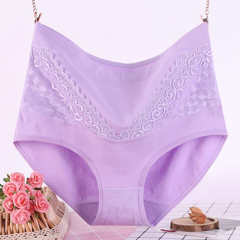 Plus Size Women's Year of Life Cotton High Waisted Lace Red Triangle Panties