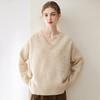 Floral Yarn Women's V-neck Cashmere Sweater - Winter 2026 New Arrival, Elegant Style, Thick Loose Slimming Knitwear.