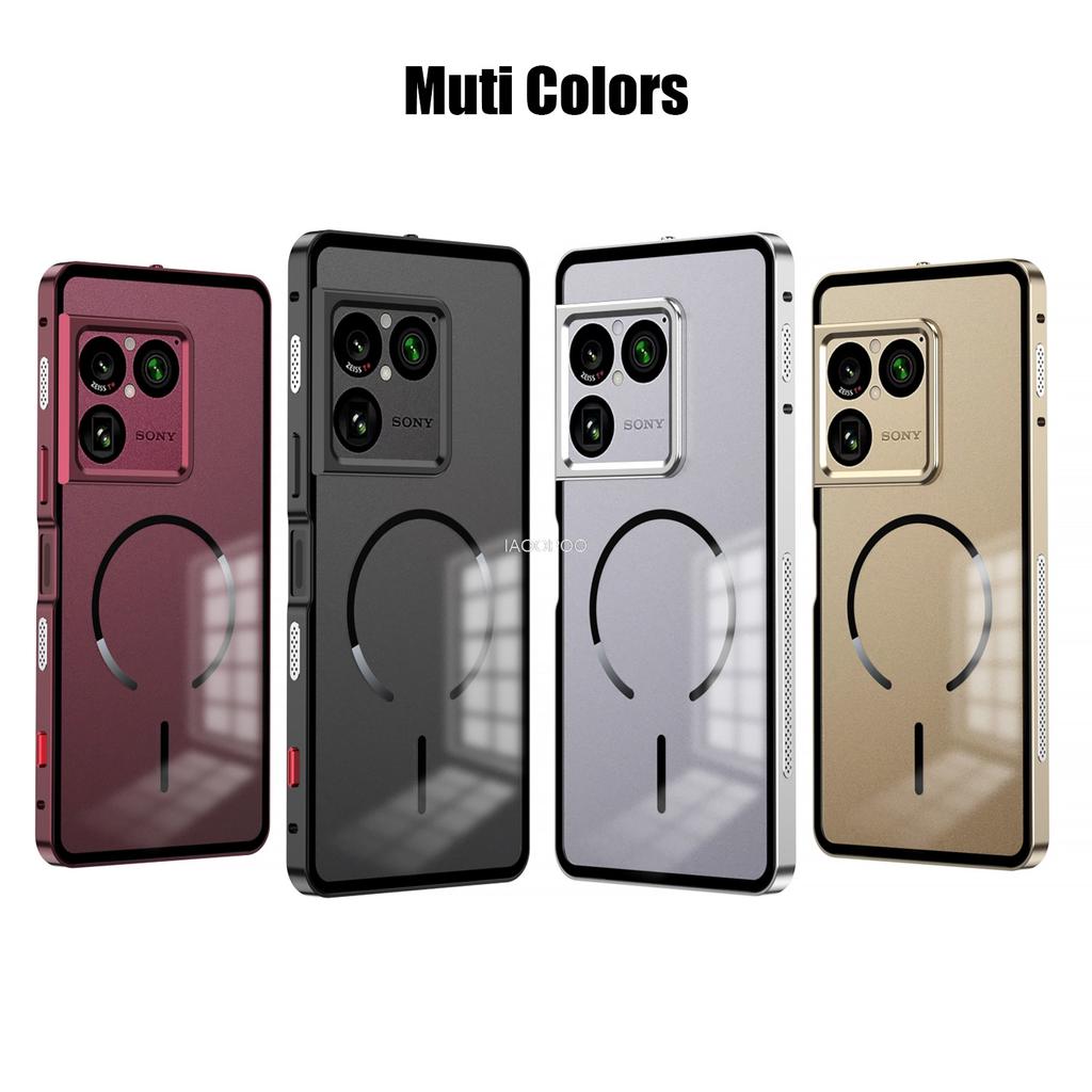 Aluminum Metal Frame Frosted Transparent Phone Case For Sony Xperia 1 VIII, Magnetic Wireless Charging Cover