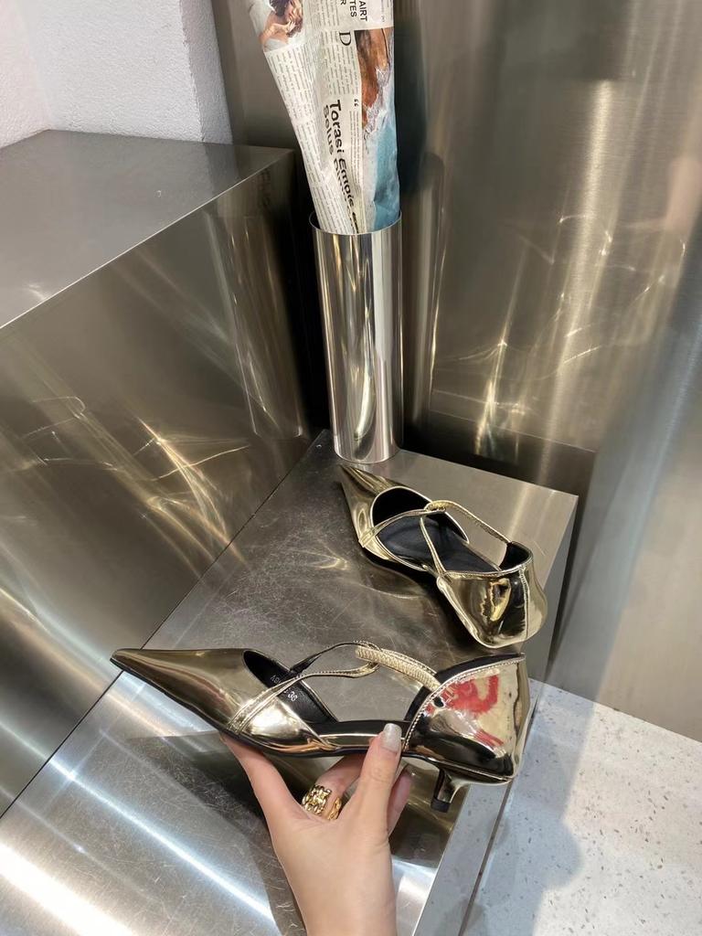 fashion Pointed Toe Women Sandals 2024 New Arrivals Fashion Thin Mid Heels Gold Silver Party Pumps Cross Strap Sexy Sandals 2024 News