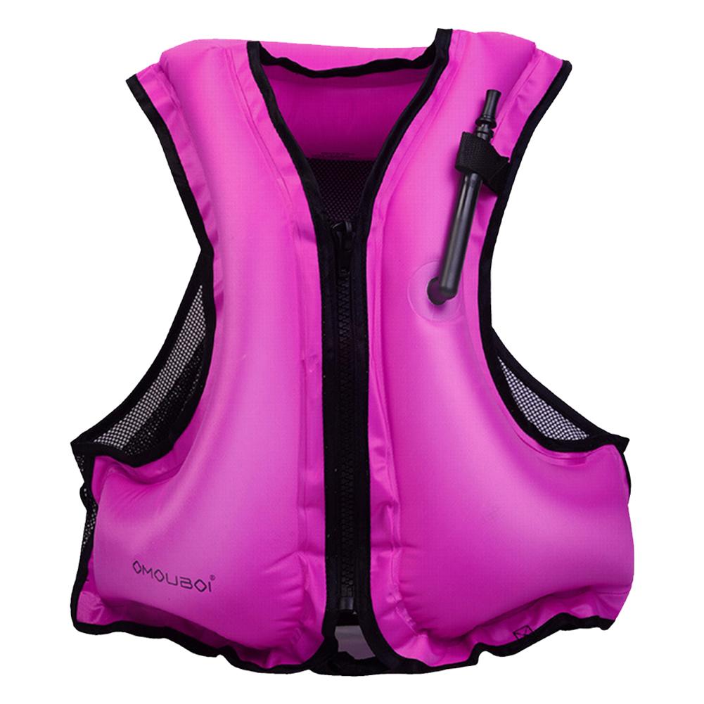 Portable Swim Jacket Adjustable Swimming Life Vest Breathable Inflatable Buoyancy Vest for Snorkeling Swimming Kayaking Boating розовый