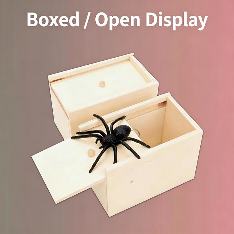 Caixa de susto engraçada de aranha de truque Caixa escondida de madeira Caixa de susto de madeira de qualidade Jogo divertido Brincadeira Truque Amigo Brinquedos de escritório
