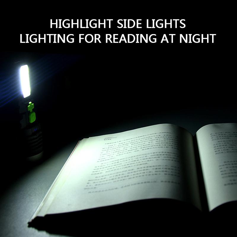 Eingebauter Akku Tragbare Mini-LED-Taschenlampe Taschenlampe COB-Lampe 4000 mAh Wasserdicht für Outdoor Wiederaufladbare COB-Seitenlichter für Haushaltsbeleuchtung
