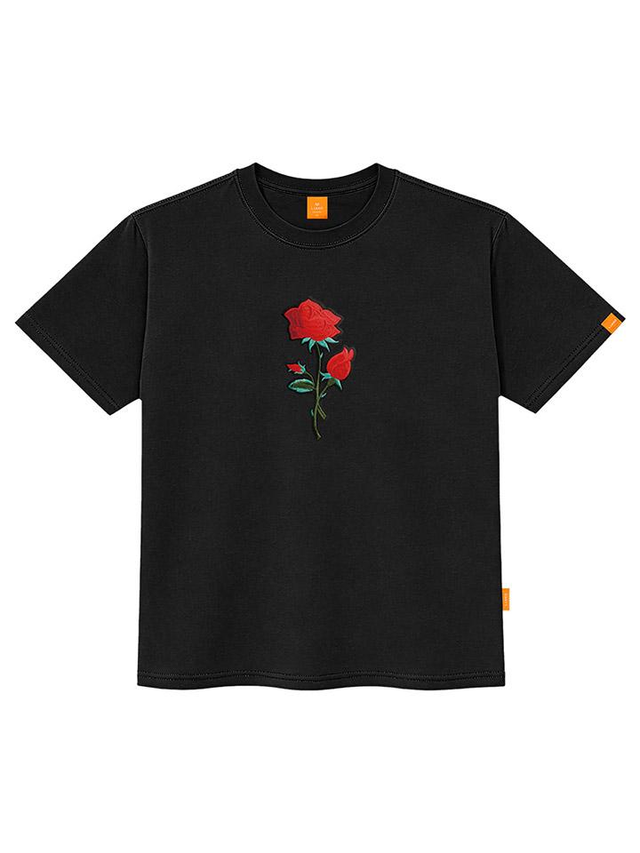 Ellamo Rose Patch Short Sleeve T-Shirt Unisex Plus Size S~4Xl