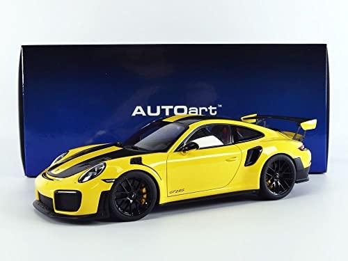 AUTOart 1/18 Scale Porsche 911 (991.2) GT2 RS Weissach Package Yellow/Carbon Black Finished Model 78172