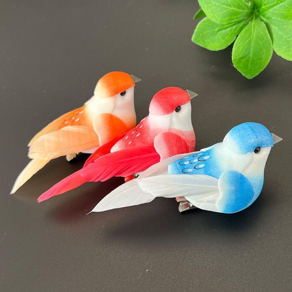 Colorful Simulation Birds Photography Props with Clip Decorative Fake Bird Home Decor Artificial Foam Feathers Birds