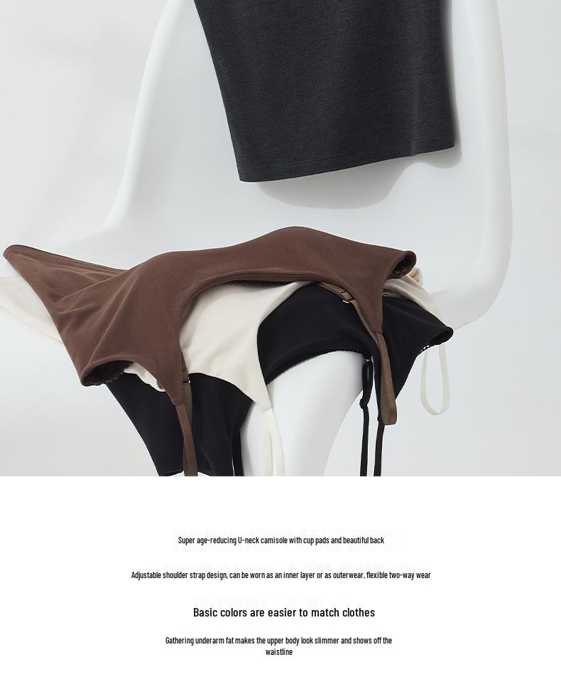 Damen Samt U-Ausschnitt Camisole mit Kamelienöl - Warmes ärmelloses Herbst/Winter Unterhemd