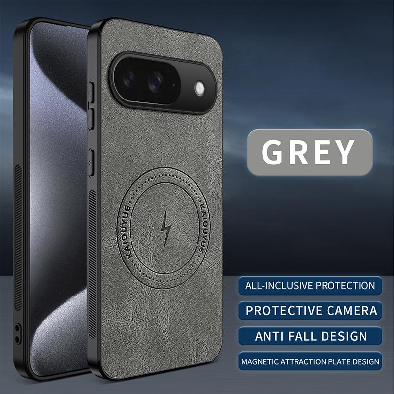Luxury Leather Texture Wireless Charging Magnetic Case For Google Pixel 9 Pro XL Google9Pro XL 9A 5G ShockProof Phone Cover