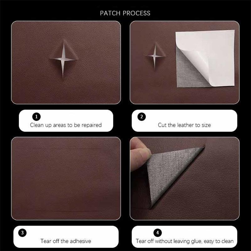 0.8mm Thick Self-Adhesive Leather Patch - Strong Bond for Sofa Furniture Couches Chairs Car Interiors Repair & Renewal