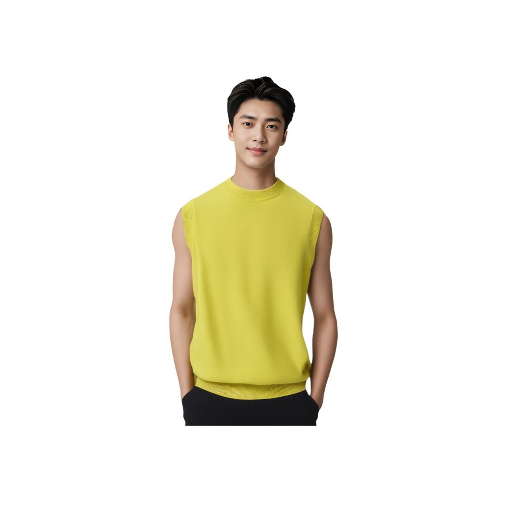 Onitsuka Tiger Knit Vest Plain Small Letter Round Neck Pullover Unisex vest Yellow 2183B366-750